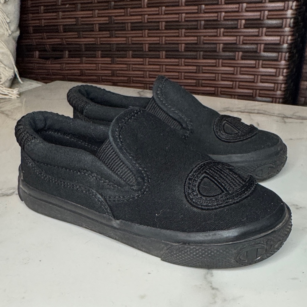 4/$15 Champion Kids Black Slip-On Sneakers